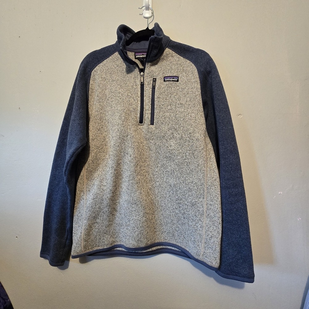Patagonia 1/4 Zip Fleece Sweater Men's M Gray Blue Two Tone Outdoor Hiking Warm